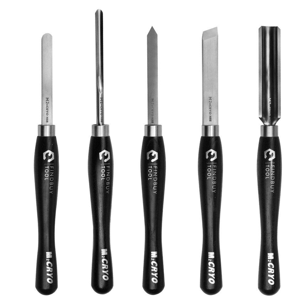 Wood Turning Tool 5Pc M2 Cryo HSS Medium Size Lathe Chisel Set