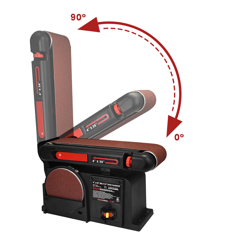 Belt sander with adjustable angle feature on a white background