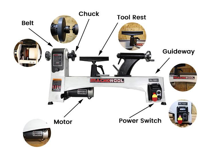 FindBuyTool 12 in. x 21 in. Benchtop Variable Speed Midi Wood Lathe