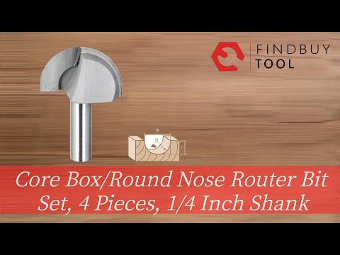 Core Box/Round Nose Router Bit Set, 4 Pieces, 1/4 Inch Shank