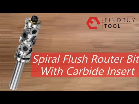 Spiral Flush Trim Router Bit with Carbide Insert, Double Bearing
