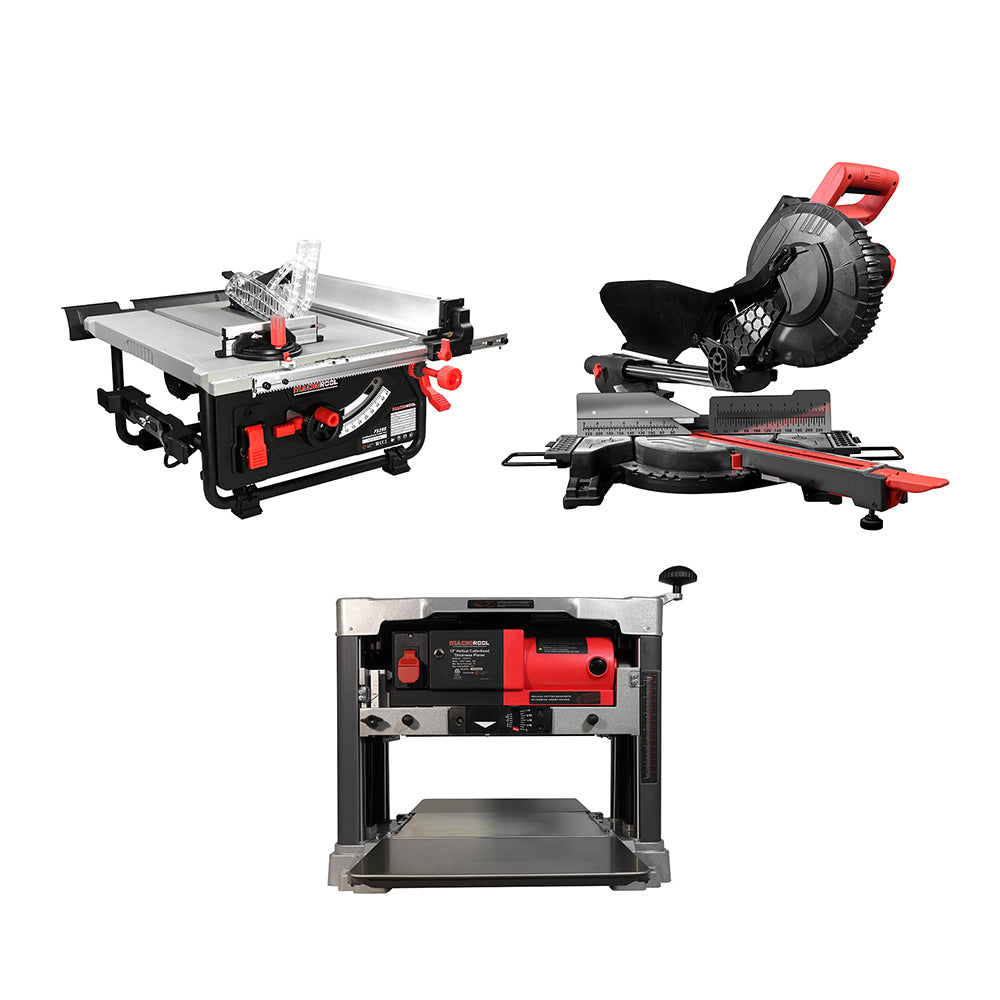 FindBuyTool FB131H 10" Thickness Planer + FS255 10" Table Saw + FM255 10" Miter Saw - Combo - FindBuyTool