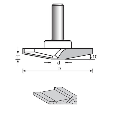 10 Degree Horse Nose Router Bit without Bearing