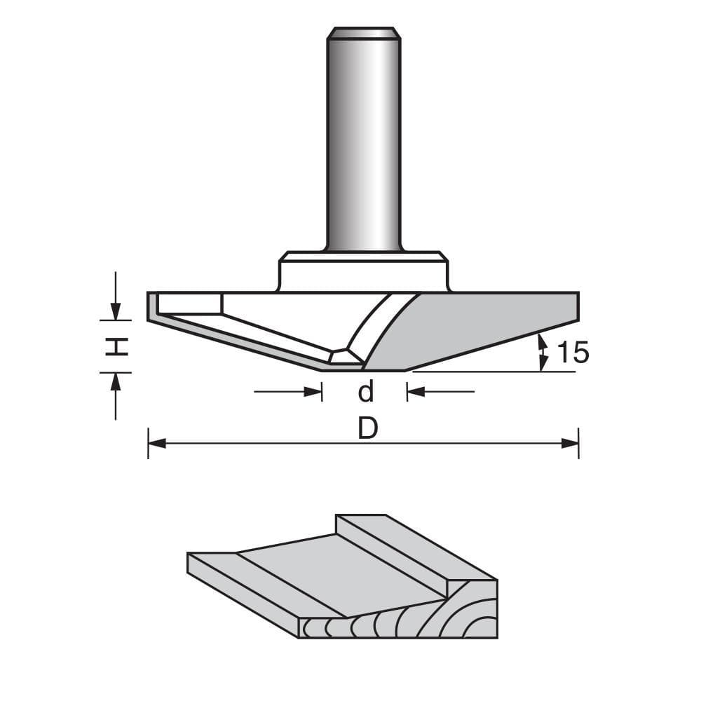 15 Degree Horse Nose Router Bit without Bearing