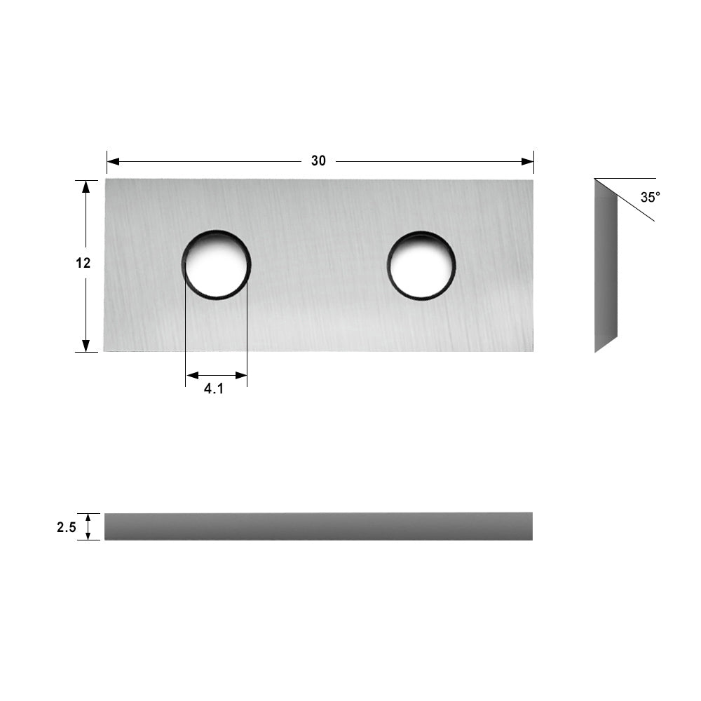 Northtech Planter/Jointer Carbide Insert Knife 30x12x2.5 mm para cabezas helicoidales