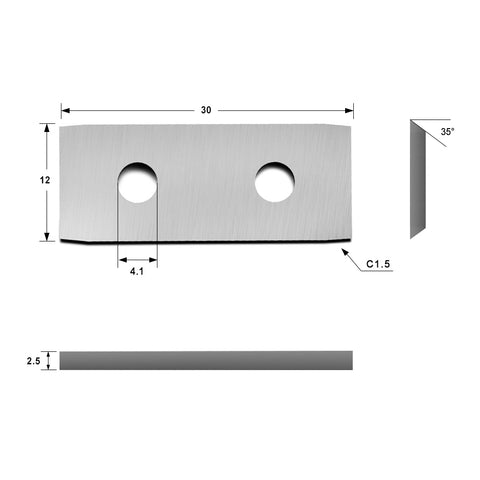 Northtech Planers/Jointers Carbide Insert Knife with Chamfered Corners 30x12x2.5mm