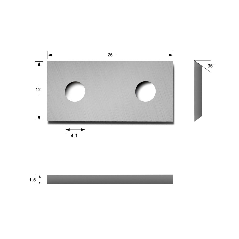 Cuchillo de inserción de carburo para norfield nor77642 2-1/8 "bit de bloqueo 25x12x1.5 mm, 2 borde