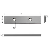 Cuchillo de inserción de carburo indexable 60x12x1.5 mm para la cabeza del cortador de reembolso