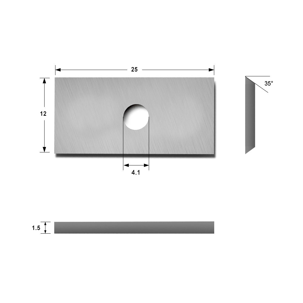Cuchillo de inserción de carburo indexable 25x12x1.5 mm-35 °, 2 borde