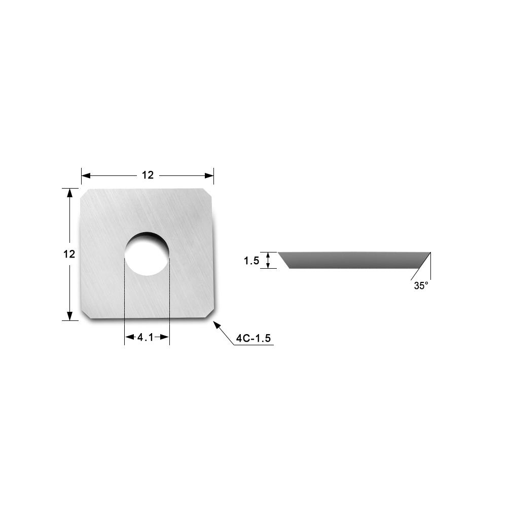 Cuchillo de inserción de carburo indexable 12x12x1.5 mm-35 ° -4c1.5, 4-borde