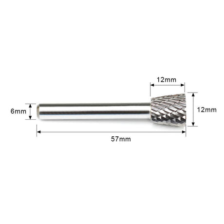 Carbide Burr N1212M06 Inverted Cone OMNI Range Head D 12 x 12mm, 6mm Shank, 57mm Full Length - FindBuyTool