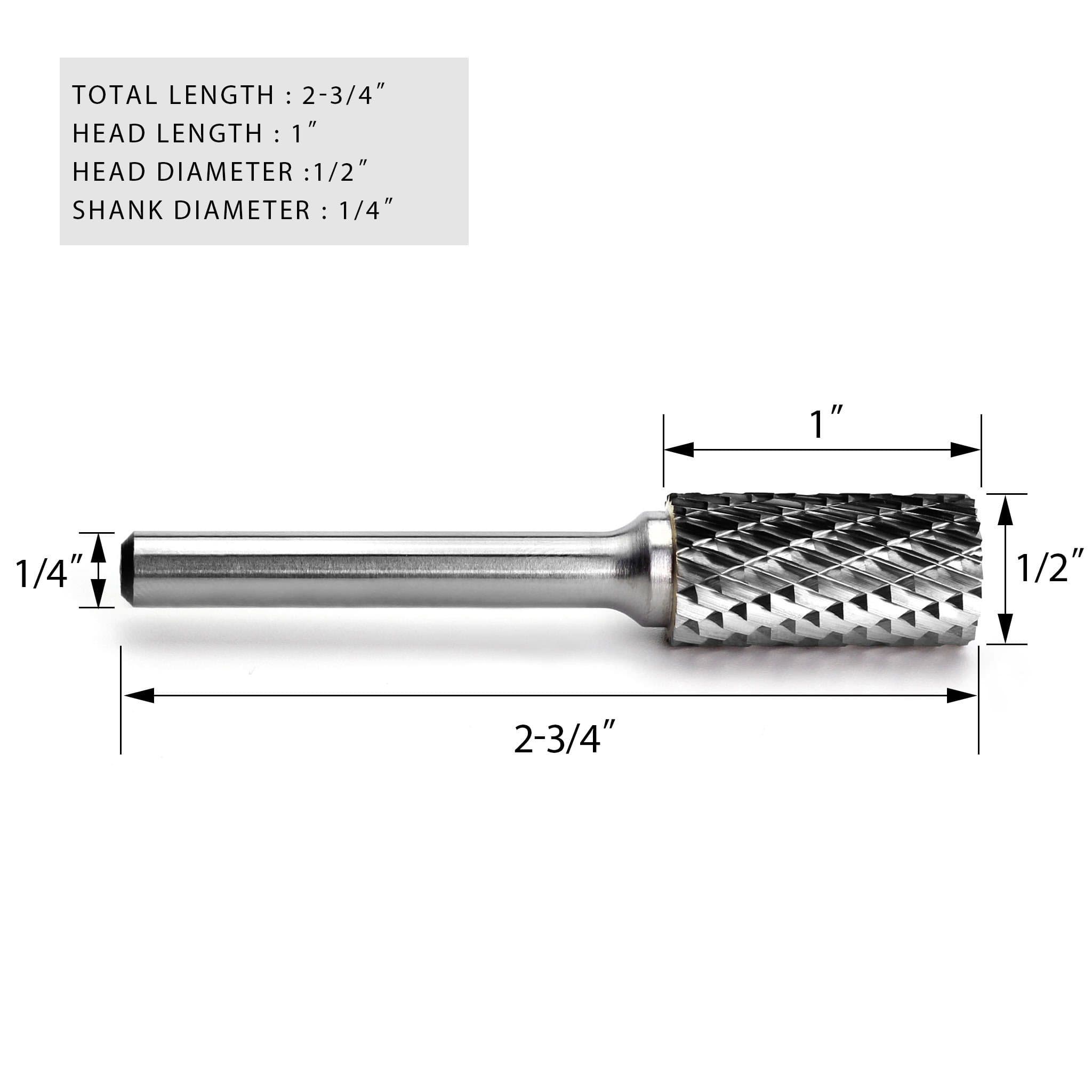Carbide Burr SA-5 Cylinderical Plan End OMNI Range Head D 1/2 x 1L ,1/4 Shank, 2-3/4 Inch Full Length-6