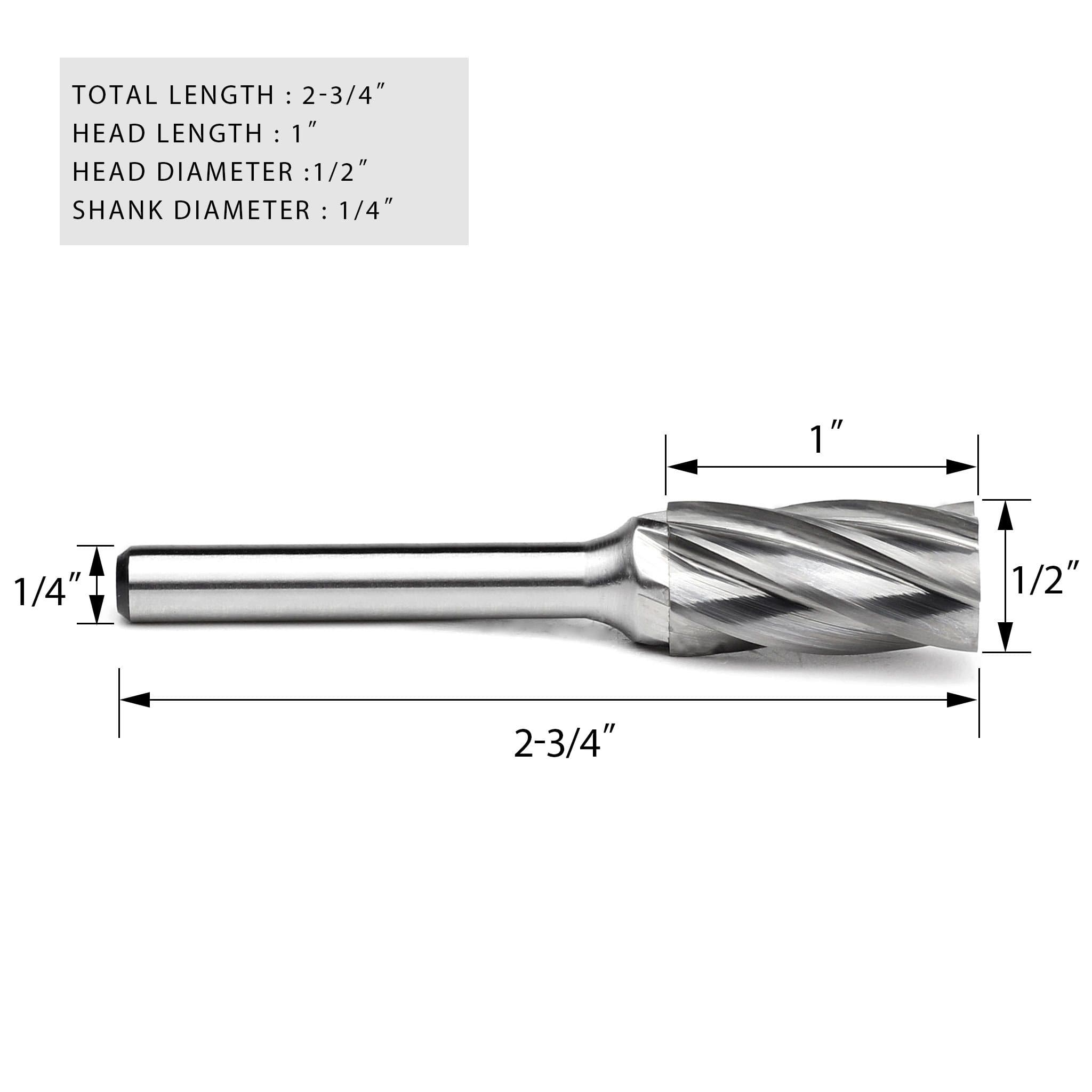 Carbide Burr SA5-NF Cylinderical Plan End ALUMIN Range Head D 1/2 x 1L ,1/4 Shank, 2-3/4 Inch Full Length-6