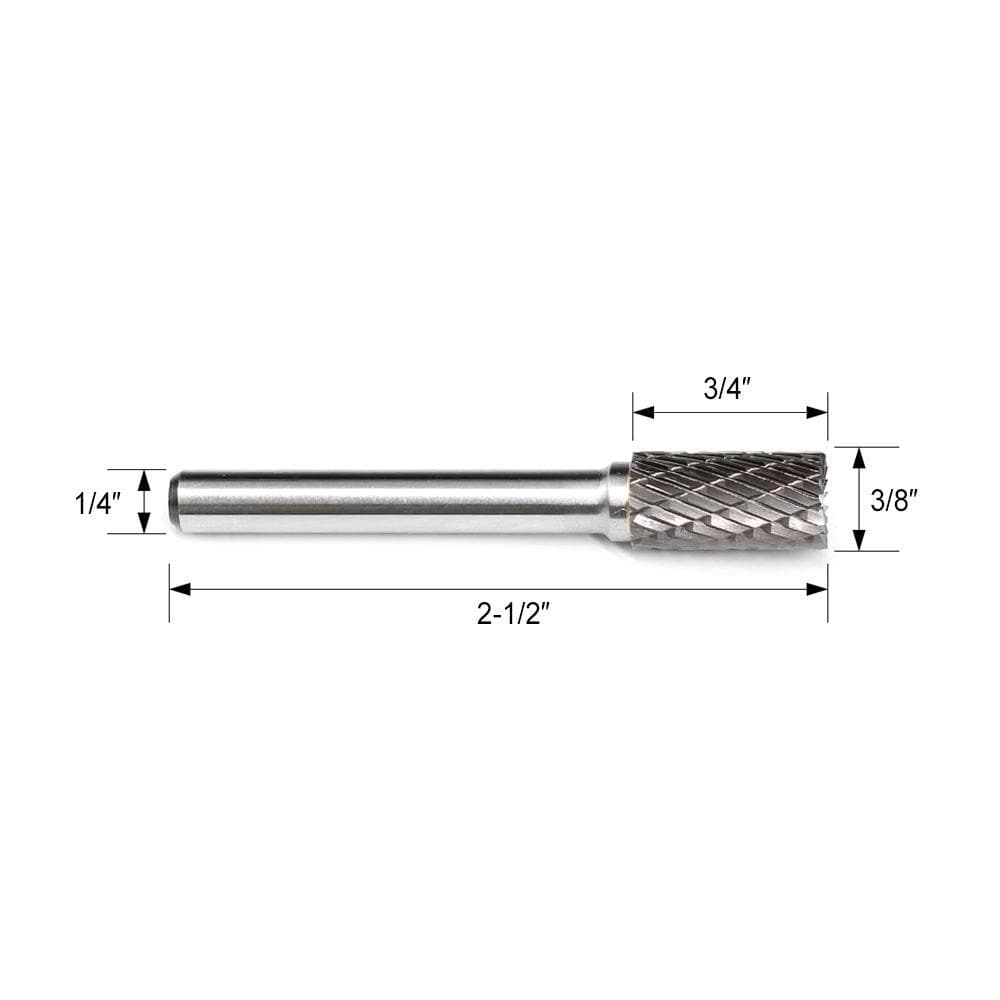 Carbide Burr SB-3 Cylinderical End Cut OMNI Range Head D 3/8 x 3/4L, 1/4 Shank, 2-1/2 Inch Full Length-5