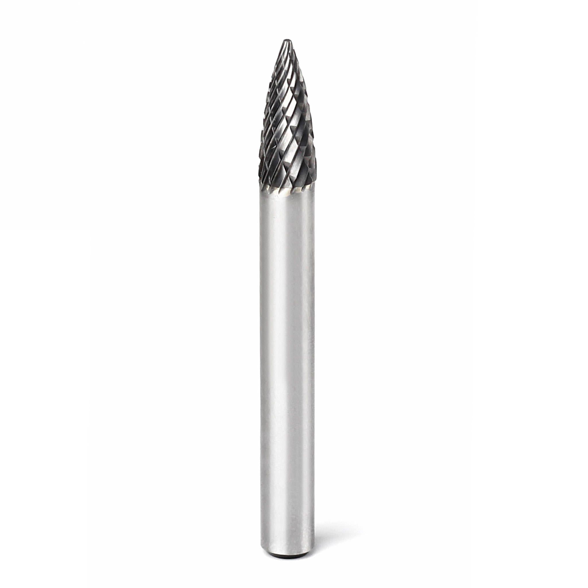 Carbide Burr SG 1 Point Tree Shape OMNI Range Head D 1 4 x 5 8L 1 4 Shank 2 Inch Full Length