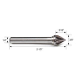 Carbide Burr SJ-3 Cone 60° OMNI Range Head D 3/8 x 5/16L, 1/4 Shank, 2-1/5 Inch Full Length-5