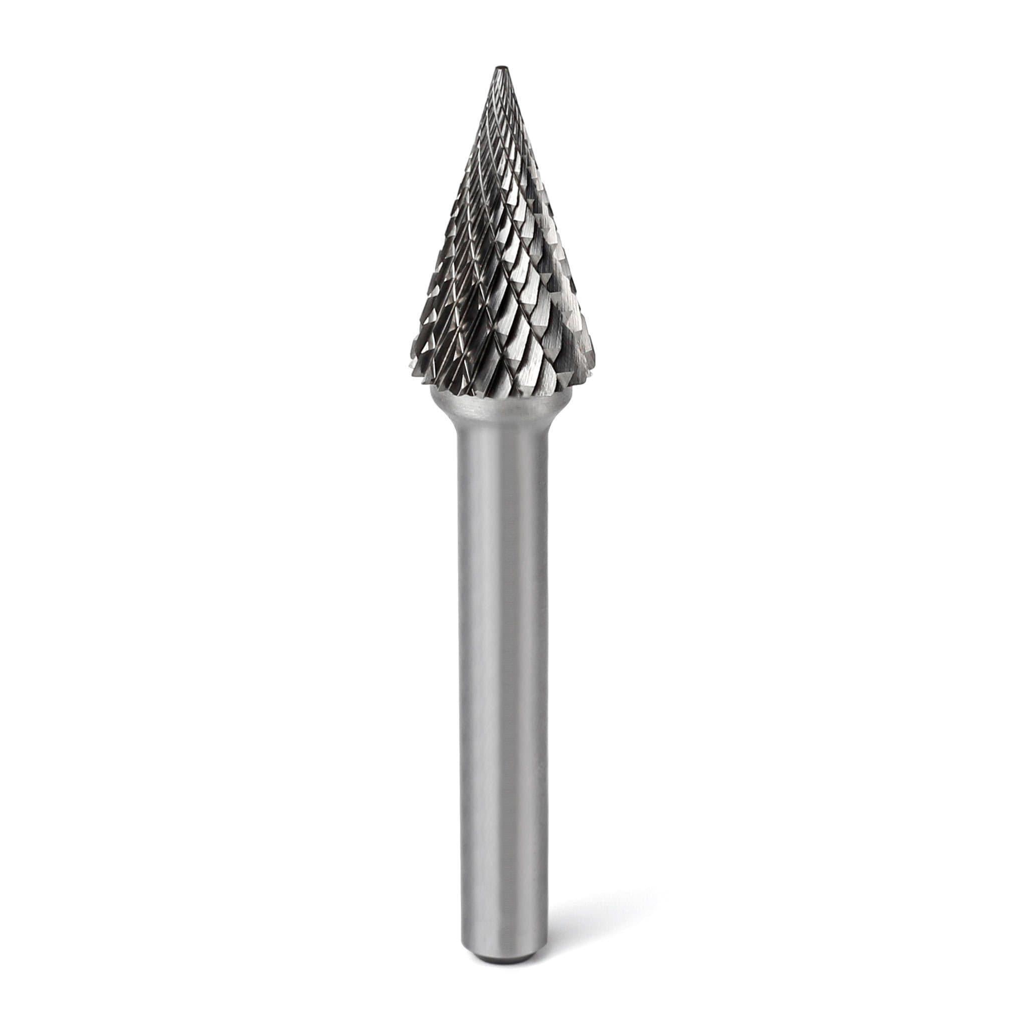 Carbide Burr SM 5 Cone Pointed Shape OMNI Range Head D 1 2 x 7 8L 1 4 Shank 2 5 8 Inch Full Length