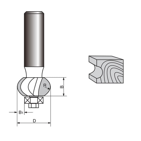 Door Lip & Finger/Drawer Pull Router bit-Concave A
