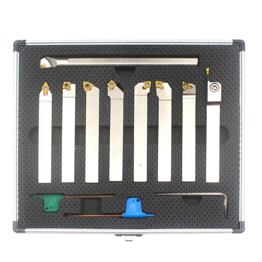 Indexable Lathe Tool Set for Turning, Parting, Grooving, Threading& Boring, 1/2Inch Shank, 9Pcs