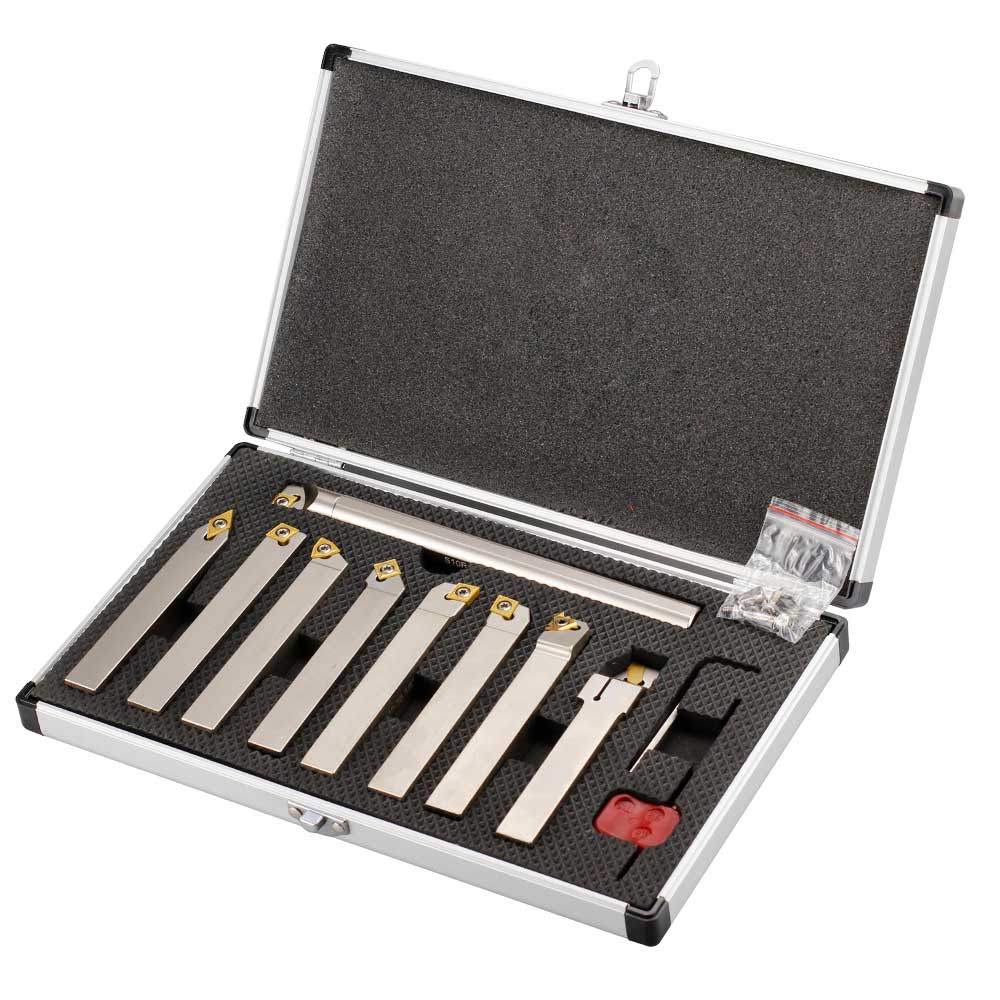 Outil de tour indexable 5 / 8in. Jeu de tige, 9 pcs, pour tourner et ennuyeux