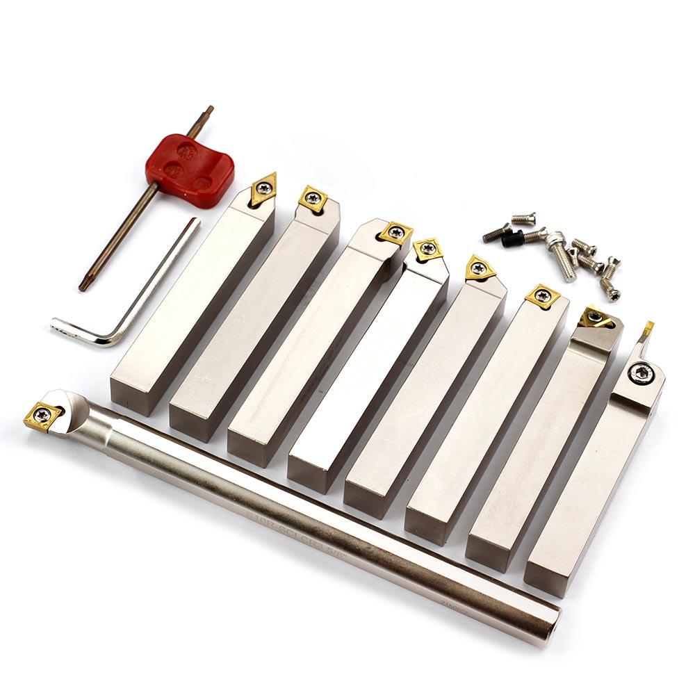 Outil de tour indexable 5 / 8in. Jeu de tige, 9 pcs, pour tourner et ennuyeux
