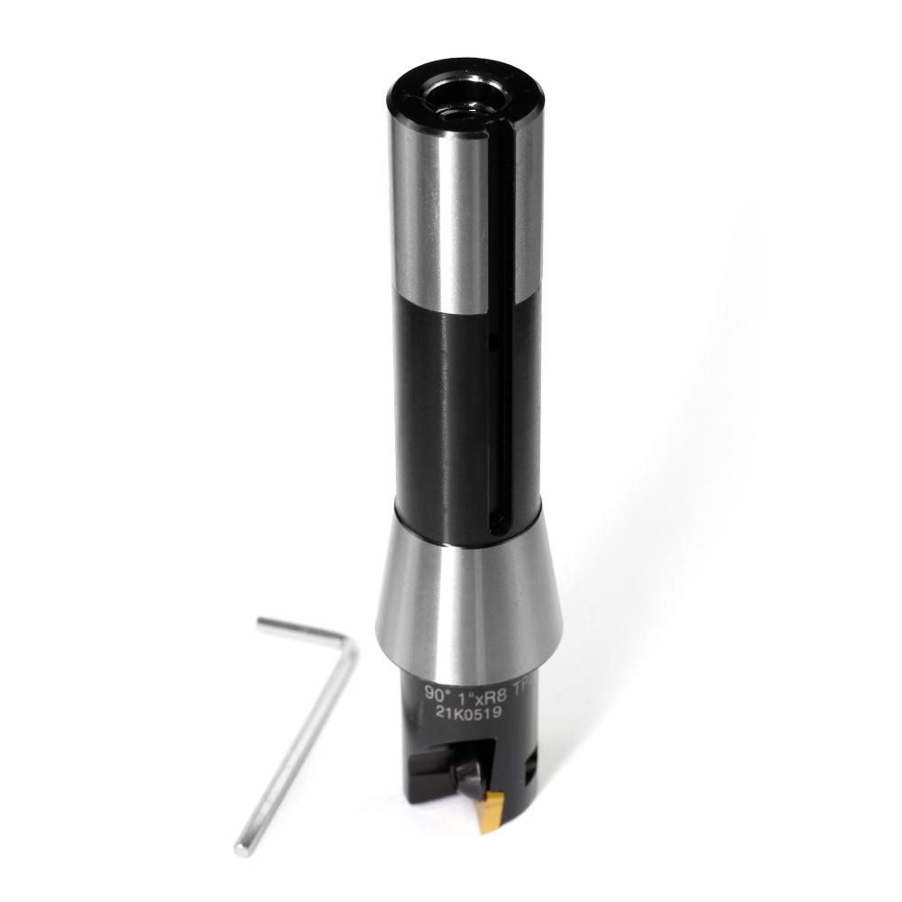 Indexable End Mill with TPG22 Carbide Insert, 1in. Cutting Dia. x R8 Shank