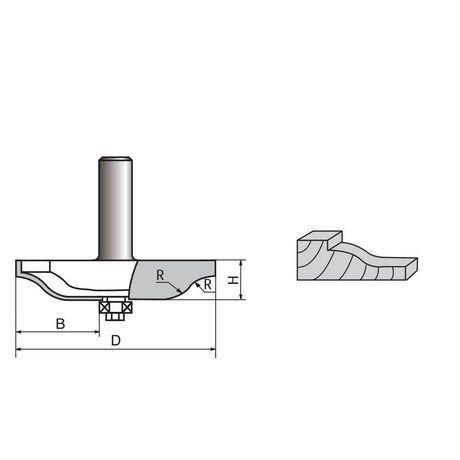 Ogee Convex Panel Router Bit - 1213