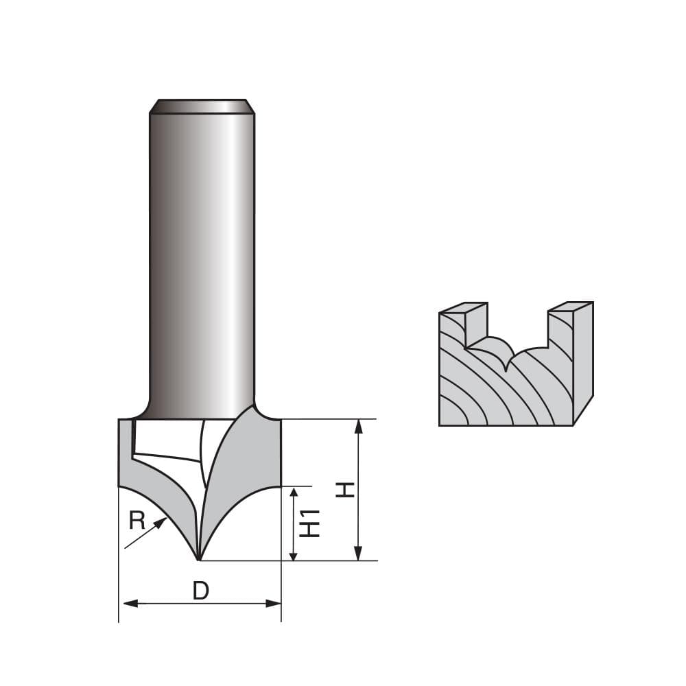 Radius Point Cutting Round Over Plunging Router bit-2