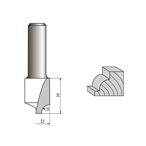 Single Flute Round Over Bead Router bit-2