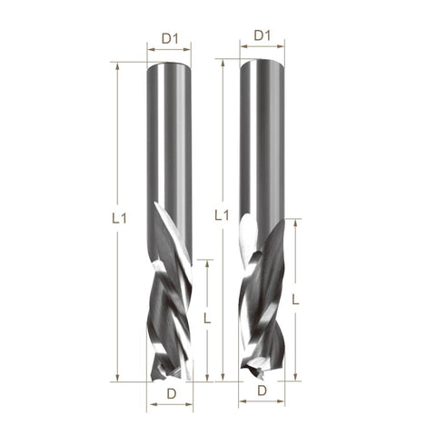 Solid Carbide Three-Flute Spiral CNC Router bit