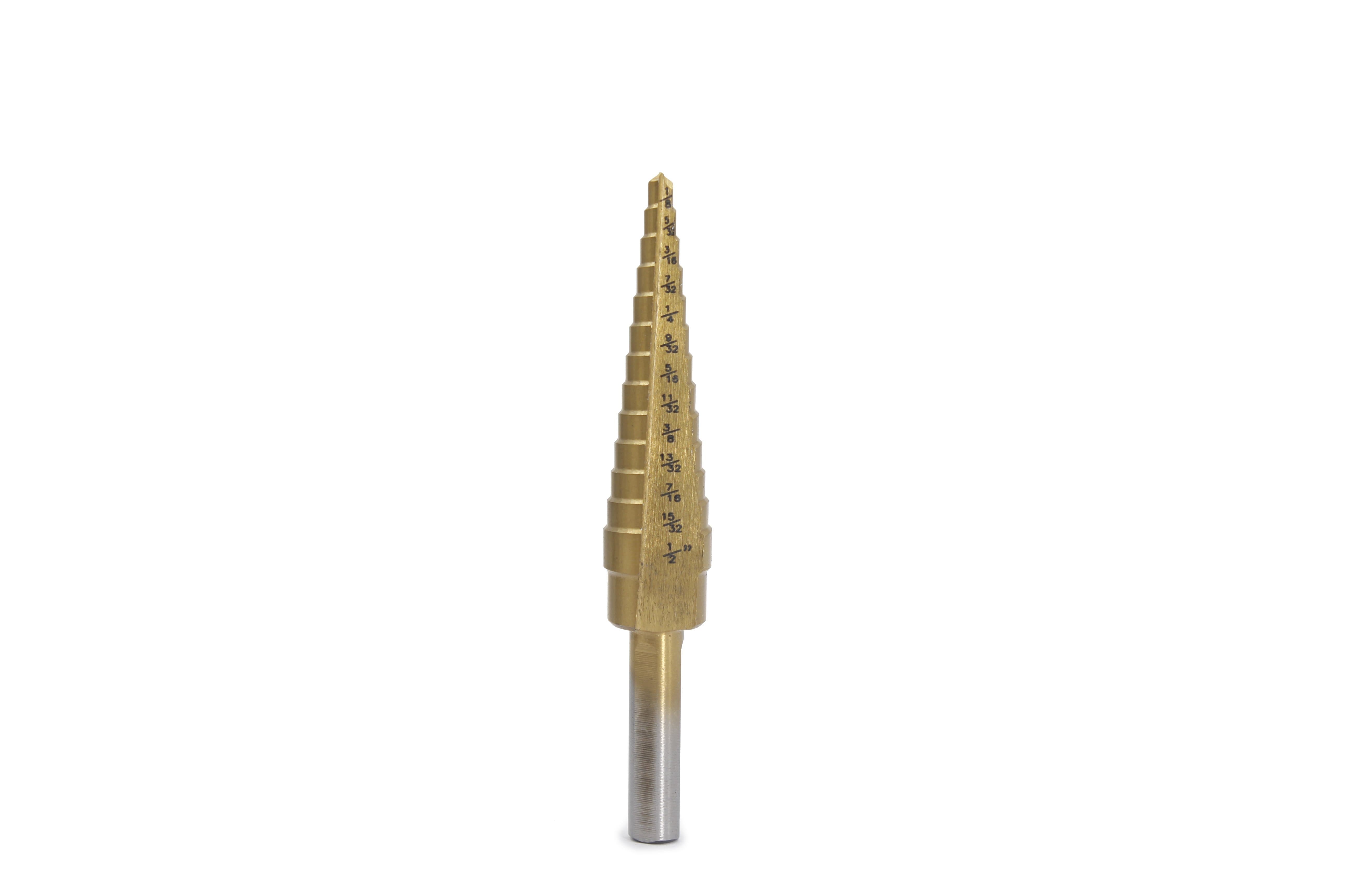 Step Drill Bit 1/8 to 1/2 Inch Double Fluted