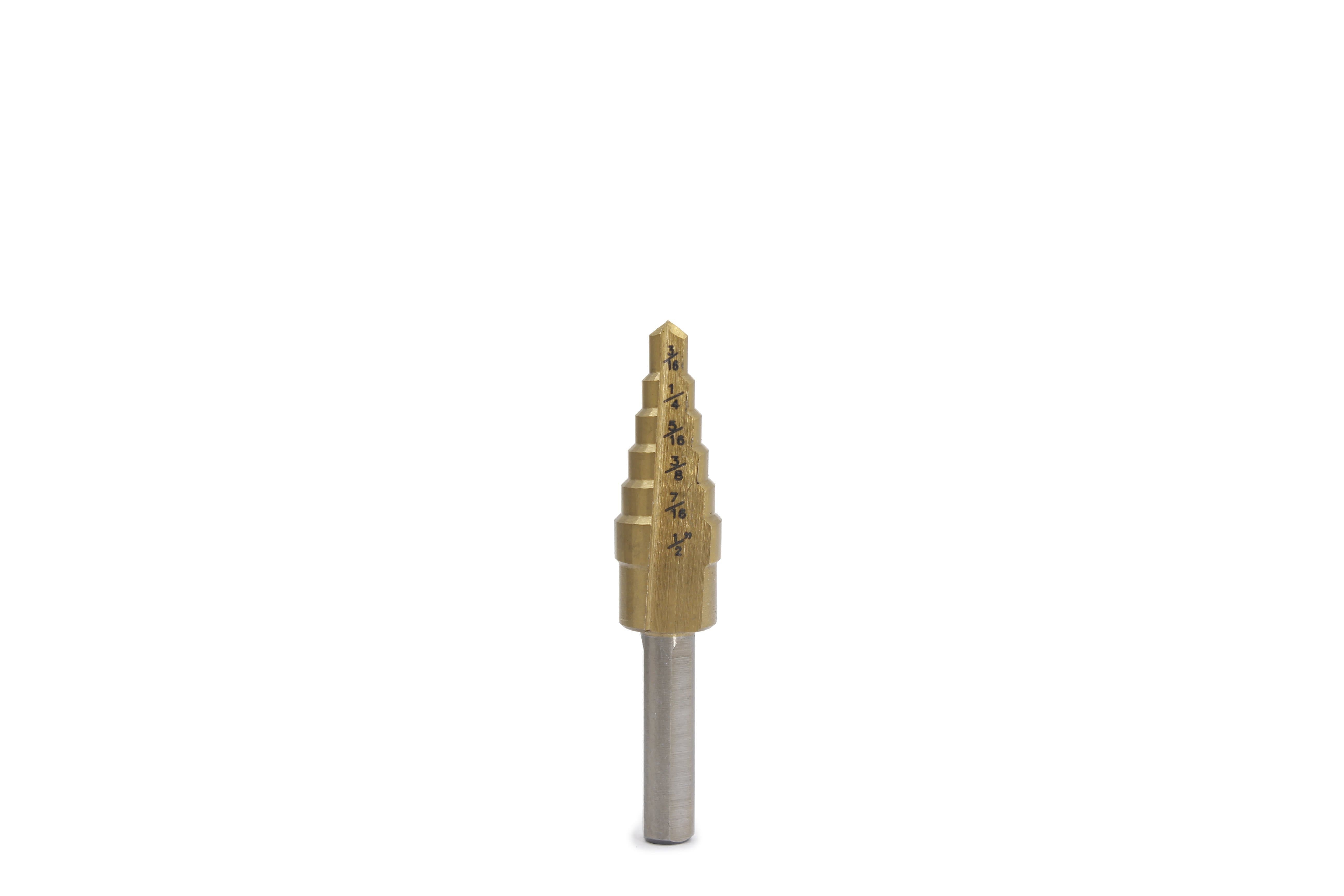 Step Drill Bit 3/16 to 1/2 Inch Double Fluted