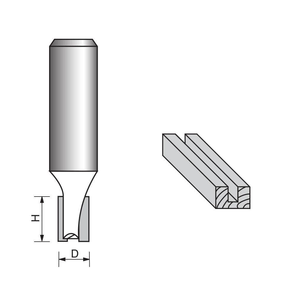 Straight Router Bit-Short Blade-10mm Dia. x 20mm Height, 1/2