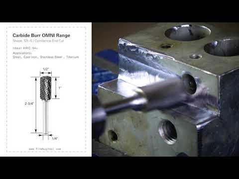 FindBuyTool Carbide Burr SB-5 Cylinderical End Cut OMNI Range Head D 1/2 x 1L ,1/4 Shank, 2-3/4 pulgadas de longitud completa