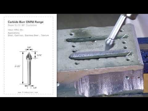 Carbide Burr SJ-3 Cone 60° OMNI Range Head D 3/8 x 5/16L, 1/4 Shank, 2-1/5 Inch Full Length