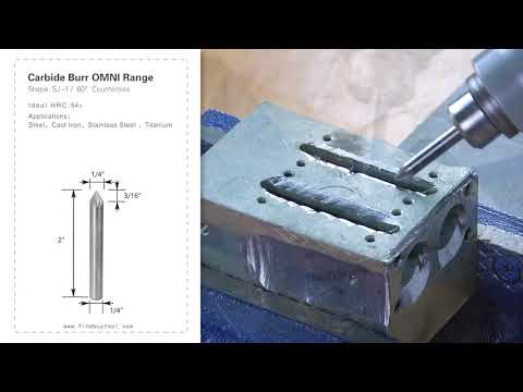 FindBuyTool Carbide Burr SJ-1 Cone 60 ° Caixa de alcance de Omni D 1/4 x 3 / 16L, 1/4 haste, 2 polegadas de comprimento total