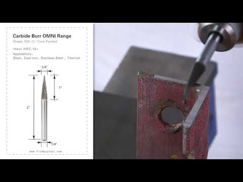 Carbide Burr SM-3 Cone Pointed Shape OMNI Range Head D 1/4 x 1L, 1/4 Shank, 2 Inch Full Length