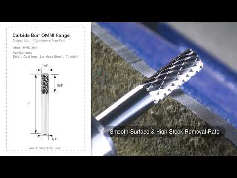 Carbide Burr SA-1 Cylinderical Plan End OMNI Range Head D 1/4 x 5/8L ,1/4 Shank, 2 Inch Full Length