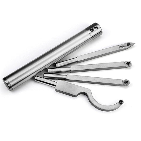 Woodturning Mini Carbide Tipped Lathe Tool Set, Stainless Steel Bars and Handle Woodturning Mini Carbide Tipped Lathe Tool Set, Stainless Steel Bars and Handle