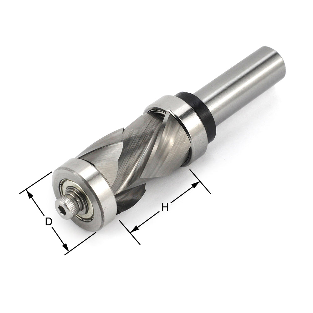 Solid Carbide Spiral Flush Trim Compression Router Bit With Double Bearing